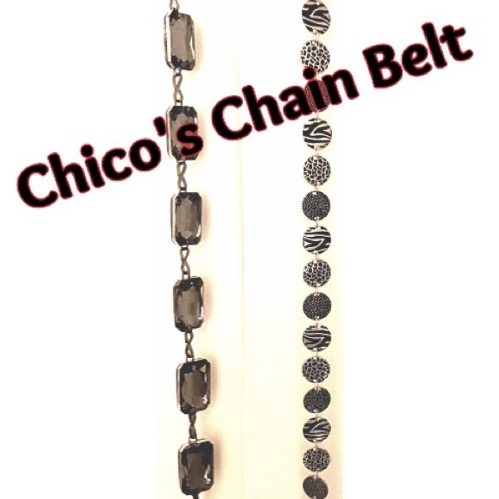 DELETED Chico's Chain Belt Animal Print Silver